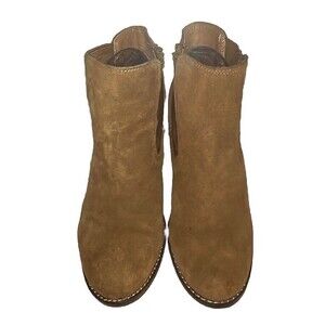 LUCKY BRAND Yamka Leather Suede Wedge Bootie Camel Tan BOOTS Sz 8 Woman’s